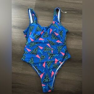 MIAIULIA Women's Retro 80s/90s Inspired High Cut Low Back Padding One Piece Swim